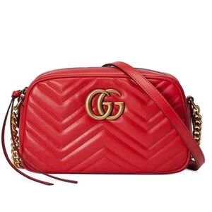 Gucci GG Marmont Small Matelasse Shoulder Bag 'Hibiscus Red'